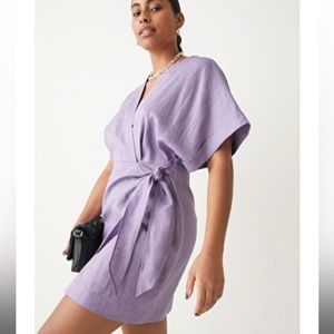 Linen Wrap Mini Dress